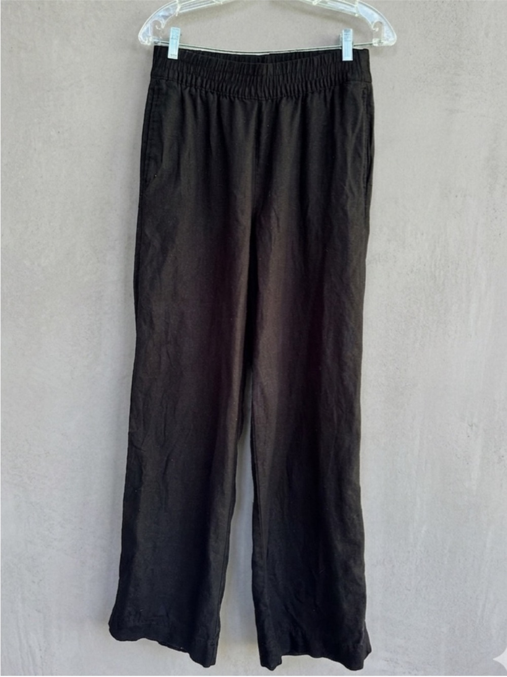 Linen blend Old Navy wide leg high rise black pants small tall